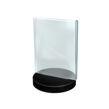 Azar Displays 5.5"W x 8.5"H Vertical Frame on a Weighted Black Round Base, PK10 108705